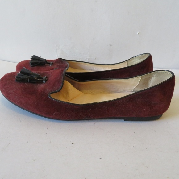 PRINCIPESSA MAROON/DARK RED SUEDE FLATS 8 - Picture 4 of 7